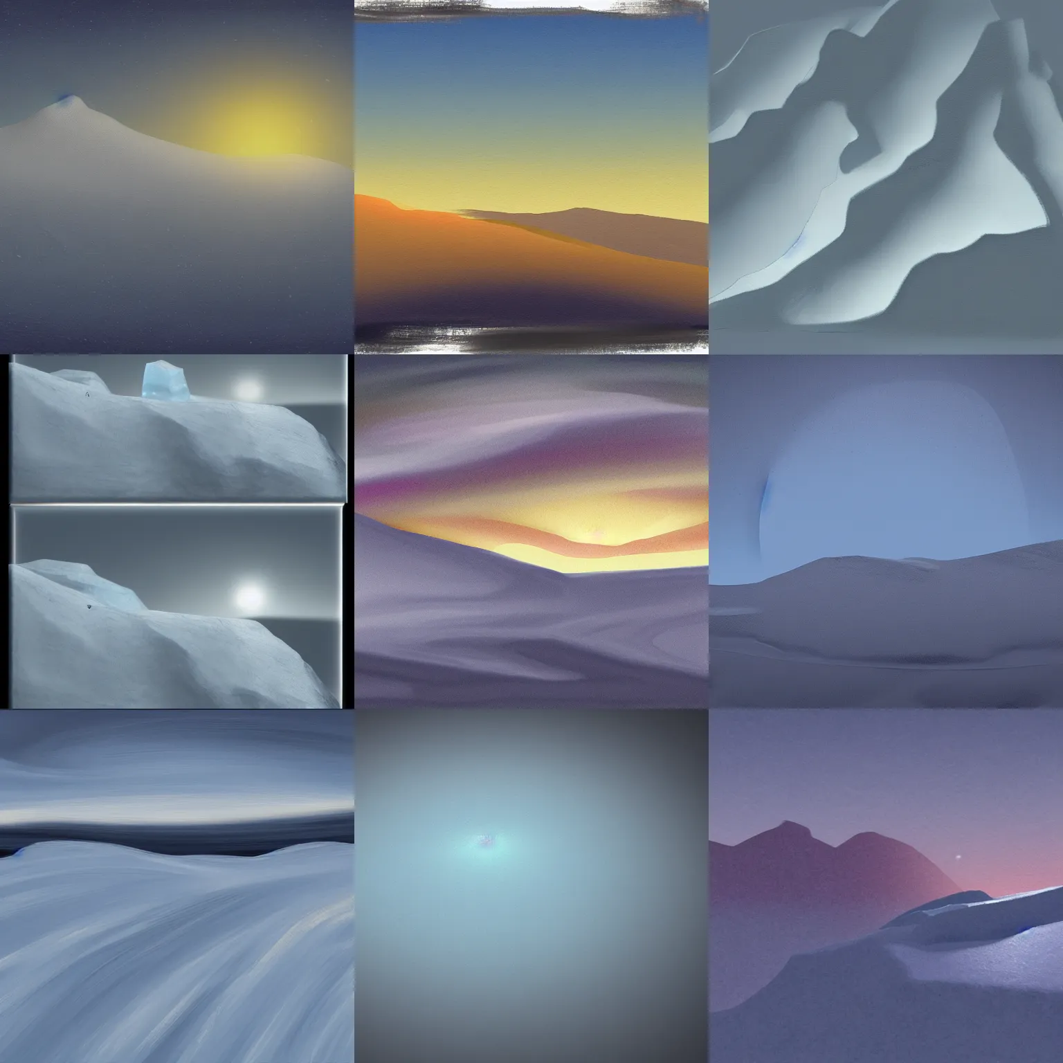 Prompt: luminist polar landscape, swiping brushwork, diffuse lighting