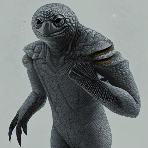 Image similar to anthropomorphic turtle humanoid, carapace, rutkowski, blizzard, winter, night, furs, fantasy