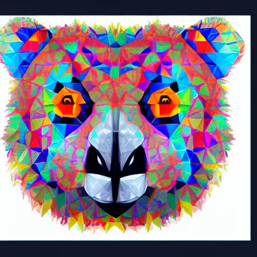 Prompt: a technicolor illustration of a koala made of polygons in geometric kaleidoscopic colors trending on artstation 4 k intricate extremely detailed digital art