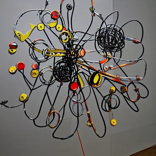 Prompt: by alexander calder, marbles, electric motors, by claes oldenburg. outdoor photograph., steel wire, chain and sprockets. mecha. by arthur ganson, brass sheet, acrylic, a giant mechanical kinetic sculpture made of painted wood blocks