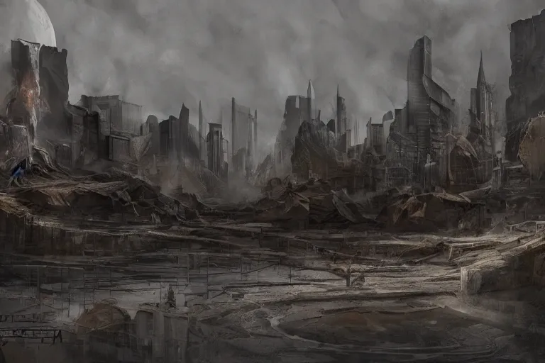 Prompt: no time on apocalyptic, matte painting, concept art