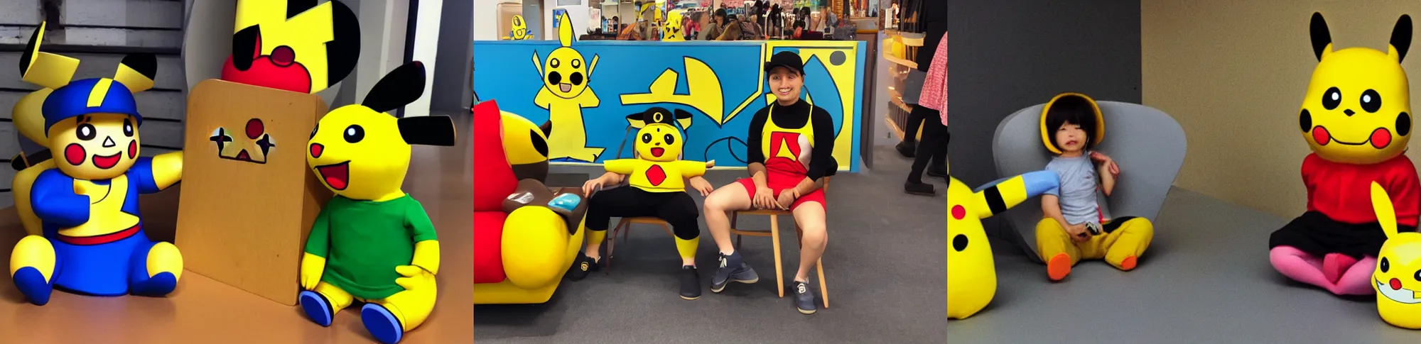 Prompt: Anpanman sitting next to Pikachu