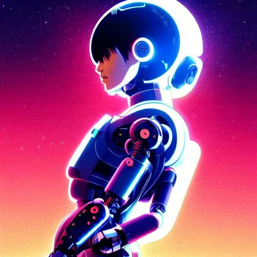 Image similar to side portrait scifi cyborg girl with robotic parts and spacesuit | | head only in center of image, audrey plaza, fine detail!! anime!! realistic shaded lighting!! poster by ilya kuvshinov katsuhiro otomo ghost - in - the - shell, magali villeneuve, artgerm, jeremy lipkin and michael garmash and rob rey