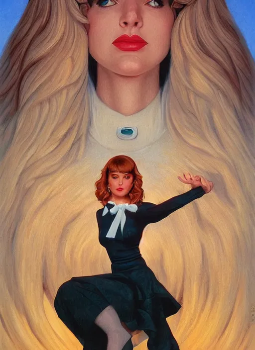 Prompt: twin peaks poster art, portrait of talyor swift cheerleader, by michael whelan, rossetti bouguereau, artgerm, retro, nostalgic, old fashioned, teen horror novel cover