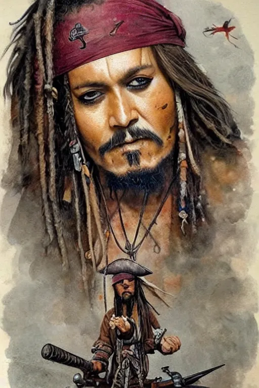 Image similar to ( ( ( ( ( 1 9 5 0 s chili jack sparrow. muted colors. ) ) ) ) ) by jean - baptiste monge!!!!!!!!!!!!!!!!!!!!!!!!!!!
