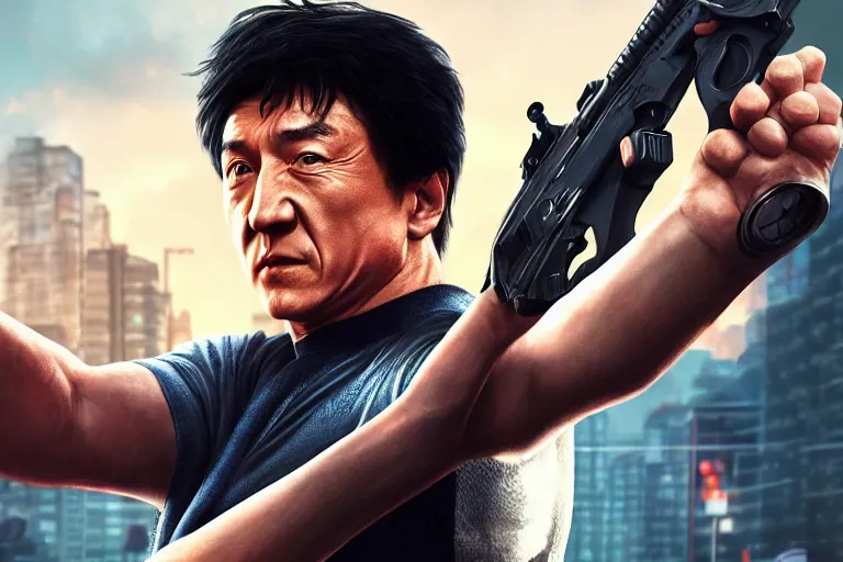 Prompt: Jackie Chan Gta 6, concept art, artstation, game poster, octane render, hyper-realistic