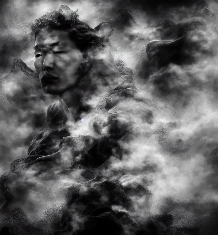 Image similar to third prince myth clouds, smoke by chen uen yoji shinkawa 8 k photoreal rich detail photography