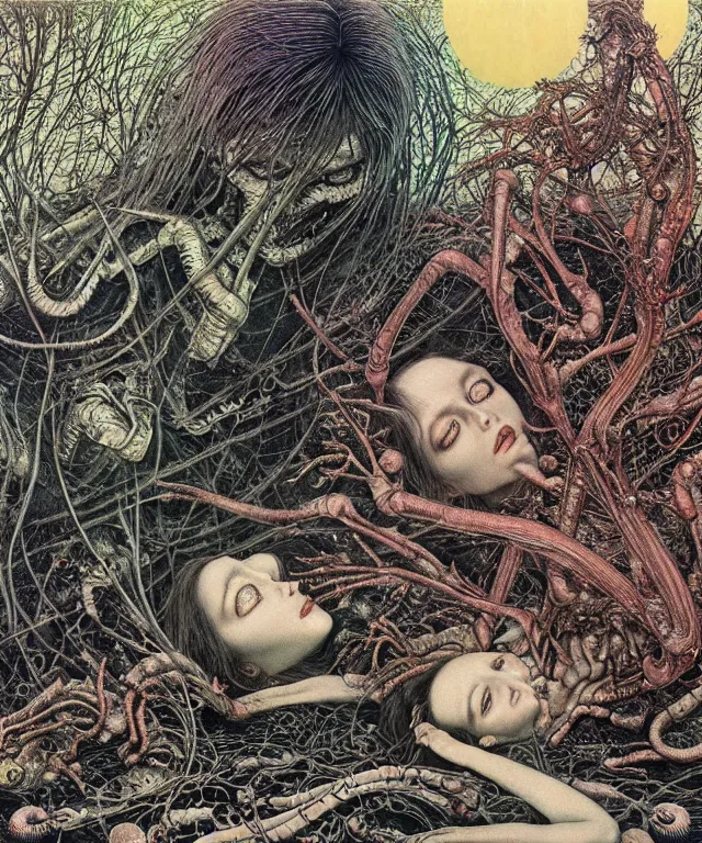 Image similar to early colour 8k photo of the miracle of life by H.R.Giger, Vania Zouravliov, by Ayami Kojima, Amano, Takato Yamamoto
