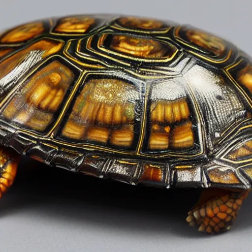 Image similar to ultra detail box turtle king with a mother of pearl shell