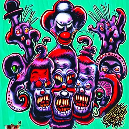 Prompt: clowns from hell psychedelic-n 4