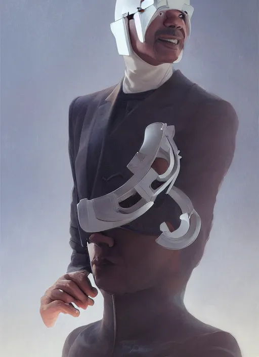 Image similar to Stephen McKinley Henderson in future fashion futurism as thufir hawat, human computer, VR headset, cyber augmentation implant, digital art from artstation by Ruan Jia and Mandy Jurgens and Artgerm and william-adolphe bouguereau