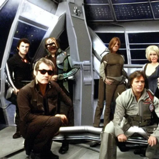 Prompt: battlestar galactica 2 0 0 3, behind the scenes photo