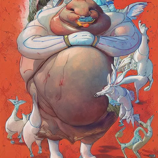 Image similar to beautiful epic painting of Big Chungus, by james jean