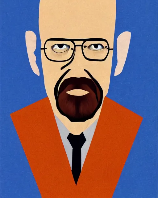 Prompt: cubist portrait of walter white, cubism, blank background, upper body only