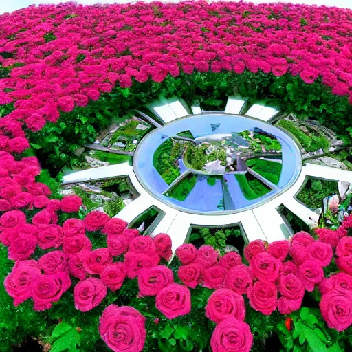 Prompt: a futuristic city made out of roses