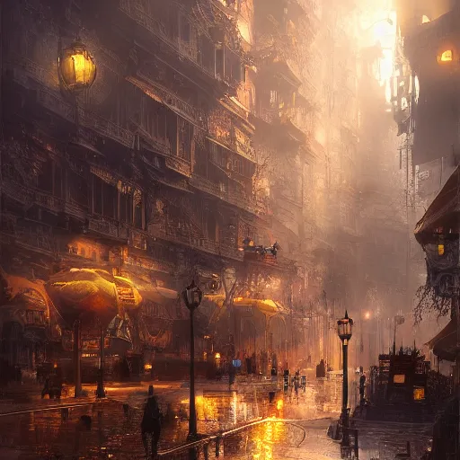 Prompt: steampunk city, sunrise, landscape, intricate, detailed, volumetric lighting, scenery, digital painting, highly detailed, artstation, sharp focus, illustration, concept art, ruan jia, steve mccurry n 9