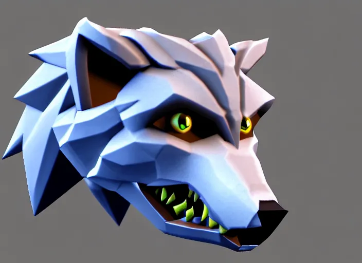 Image similar to wolf head, stylized stl, 3 d render, activision blizzard style, hearthstone style