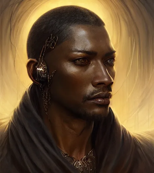 Prompt: portrait of a male dark Jedi by karol bak, WLOP, James Jean, tom bagshaw, rococo, trending on artstation, glossy eyes, face, fantasy, intricate, elegant, highly detailed, digital painting, concept art, smooth, sharp focus, illustration, cinematic lighting, hyper realism, octane render, 8k, hyper detailed.