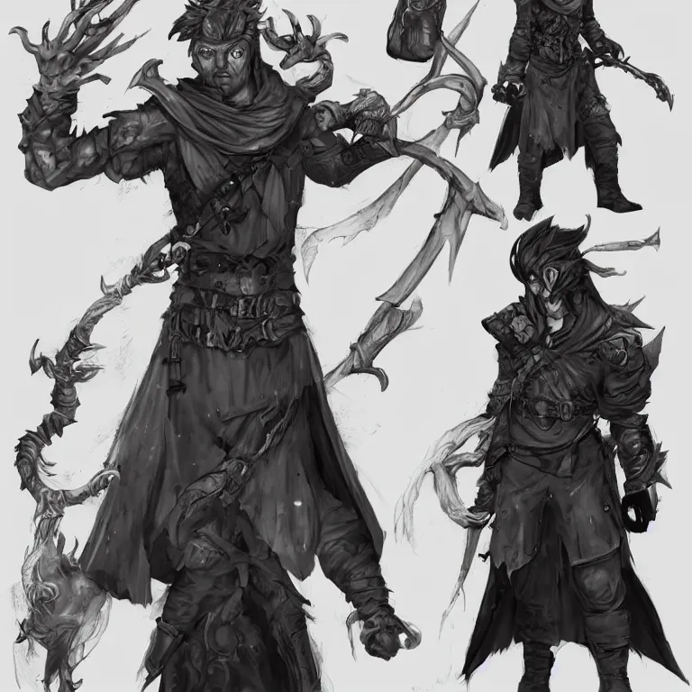 Prompt: concept art of a brutal and sarcastic sorcerer/mercenary in the style of high fantasy art in the style of anti-art trending on artstation deviantart Pinterest detailed High Resolution HD 8k