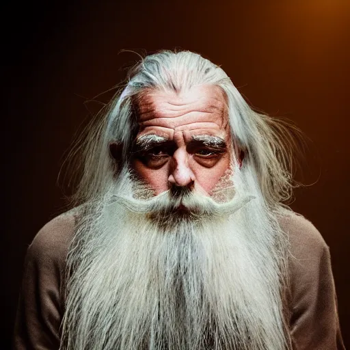 Prompt: portrait of bearded old man with long white hair, the smoke meets his white hair, highly detailed, intricate complexity, epic composition, magical atmosphere, cinematic lighting, masterpiece, ultra hd