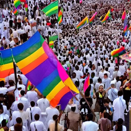 Prompt: a pride march at the Kaaba
