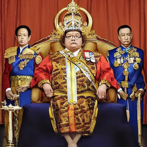 Prompt: Frank Reynolds as King of Thailand, holy ceremony