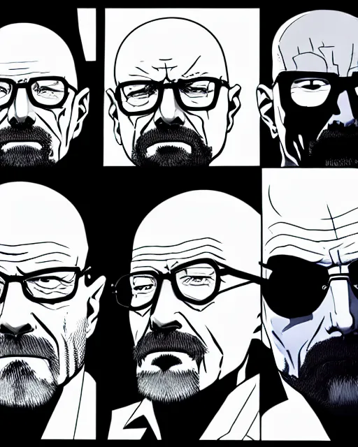 Prompt: Heisenberg, Walter White, in the style of Persona 5, Persona 5, Persona 5 artwork