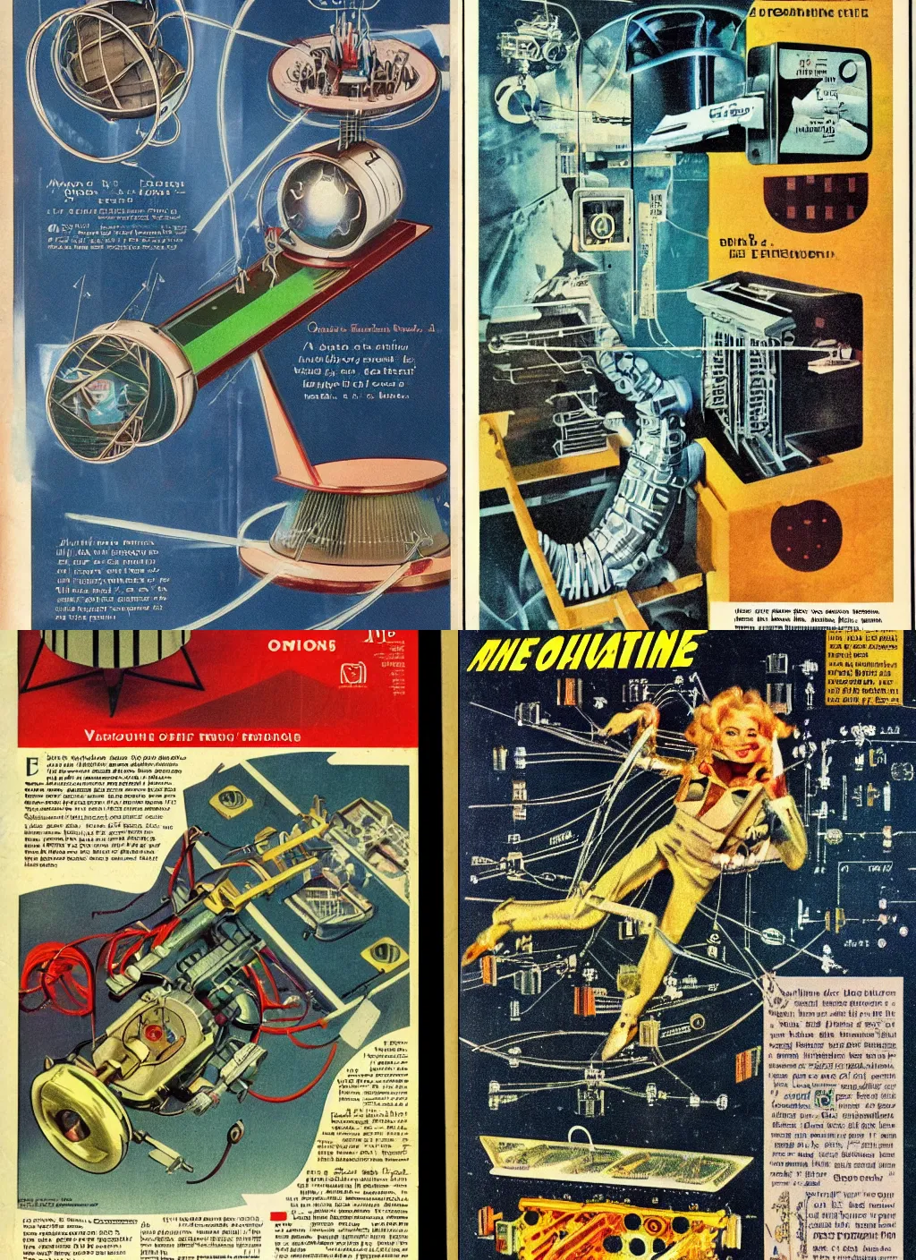 Prompt: vintage magazine page about a quantum machine. sci-fi. detailed. high quality.