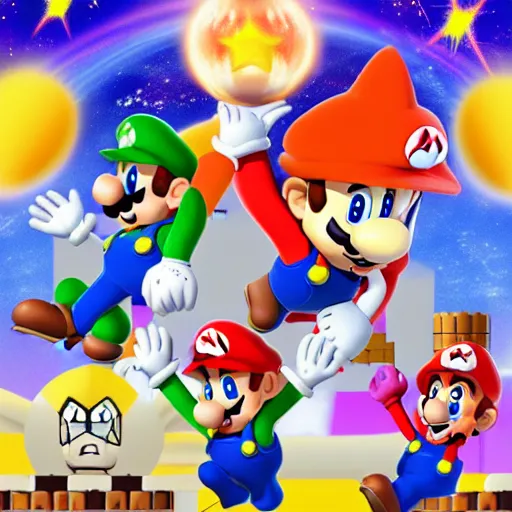 Image similar to The super Mario bros super show in space, digital art