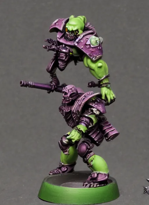 Image similar to Shego, Professionally Painted tabletop miniature, tabletop gaming, warhammer, 40k, D&D, Dungeons and Dragons, Reaper Miniatures, Games Workshop, professional photography, product photography, official media