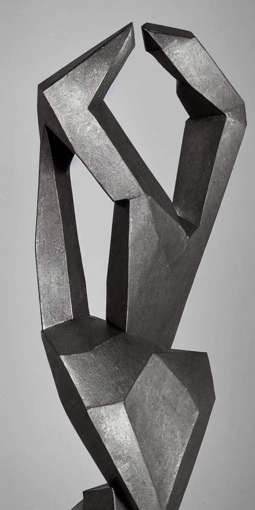 Prompt: a highly detailed brutalist angular sculpture of a sharp angular beautiful human body, aggressive, angles, sharp lines, faceted