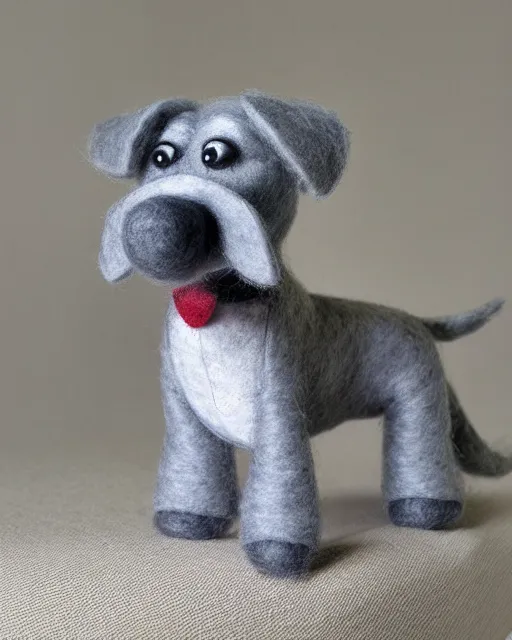 Prompt: a gray schnauzer dog as a muppet. highly detailed felt. hyper real photo. 4 k.