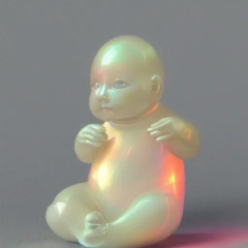 Image similar to opalescent baby seal figure opal pearl photograph realistic render