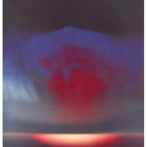 Prompt: the epic abstract painting'blue arctic void with black and red aurora borealis above tiny black monolith ', by caspar david friedrich!!!, by rothko!!!, stunning masterpiece, trending on artstation