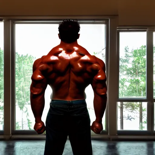 Prompt: hulk as gigachad, Ray tracing reflection, natural lighting, gym