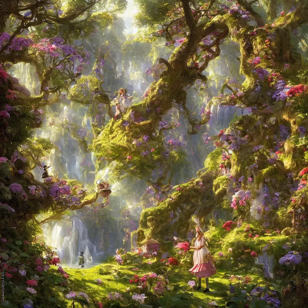 Image similar to matte painting of alice in the wonderland by vladimir volegov and alexander averin and peder mørk mønsted and adrian smith and raphael lacoste