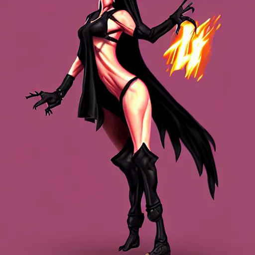 Image similar to dark sorceress in dynamic pose, cartoon style, shadman style