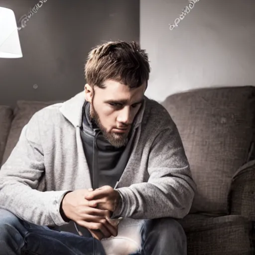 Image similar to guy sitting up late and night thinking about life, gloomy atmosphere, slice of life,