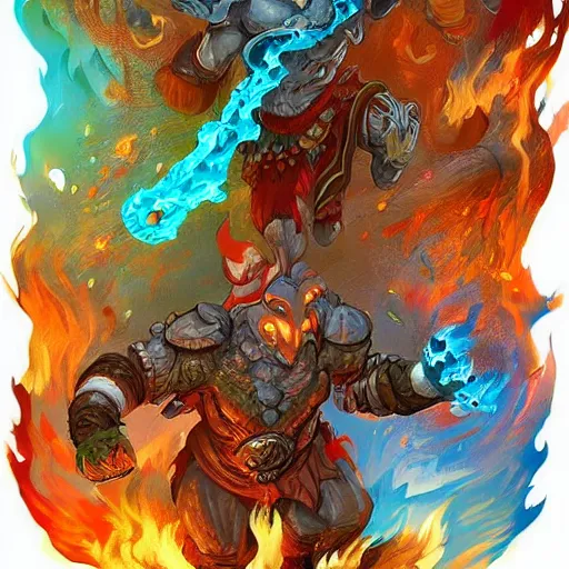 Image similar to water vs fire elemental beings, d & d style, trending on artstation, colorful, intricate,