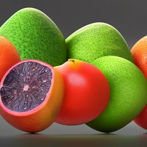 Image similar to fruits multiverse, octane render, unreal render, hyperrealistic textures