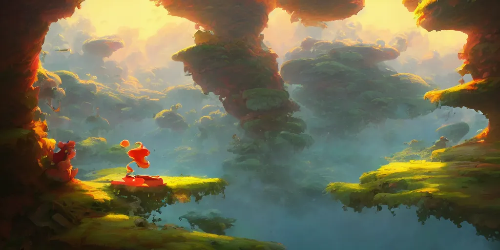 Image similar to 3 6 0 panoramic dynamics matte painting acrylic blur oil wonderland yoshi kurbi dofus, behance hd by jesper ejsing, by rhads, makoto shinkai and lois van baarle, ilya kuvshinov, rossdraws global illumination