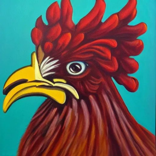 Prompt: oil painting of a rooster