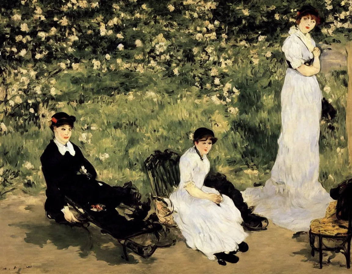 Prompt: edouard manet. marie is alone.