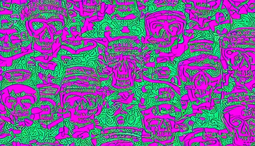 Image similar to aztec skull vaporwave style