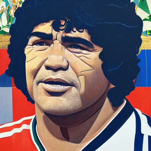 Prompt: painting of diego maradona very detailled, by botticelli and victo ngai