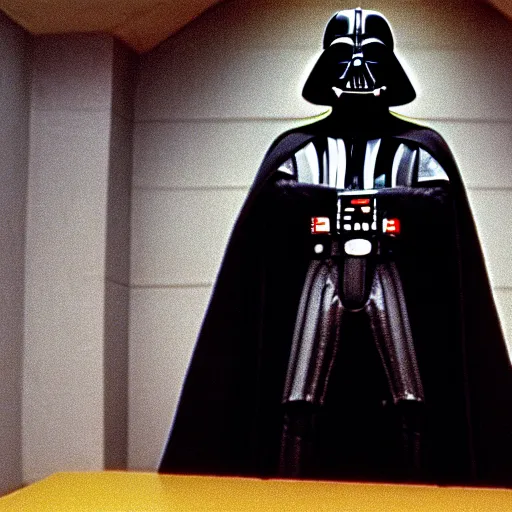 Image similar to A still of Darth Vader in Liar Liar (1997). Extremely detailed. Beautiful. 4K. Award winning.