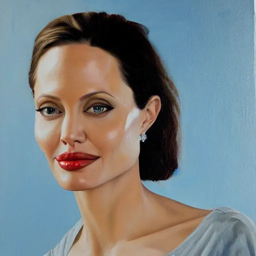 Prompt: oil painting of angelina jolie as housepainter by alexander nikolayevich samokhvalov ну или norman percevel rockwell from 1 9 3 0 s