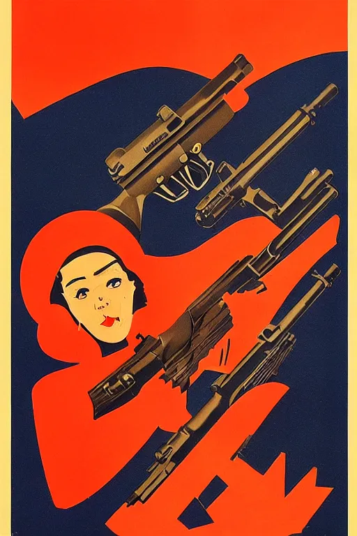 Image similar to A shrimp in the shape of a gun; Soviet Propaganda Poster