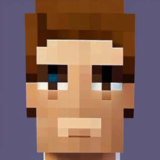 Prompt: tall man in his twenties with brown blond short quiff hair and thin slightly round facial structure with cleft chin, straight eyebrows and prominent nose, good definition of cheekbones, big hazel nut brown eyes, narrow face, slim body, atmospheric lighting, pixelated, minecraft