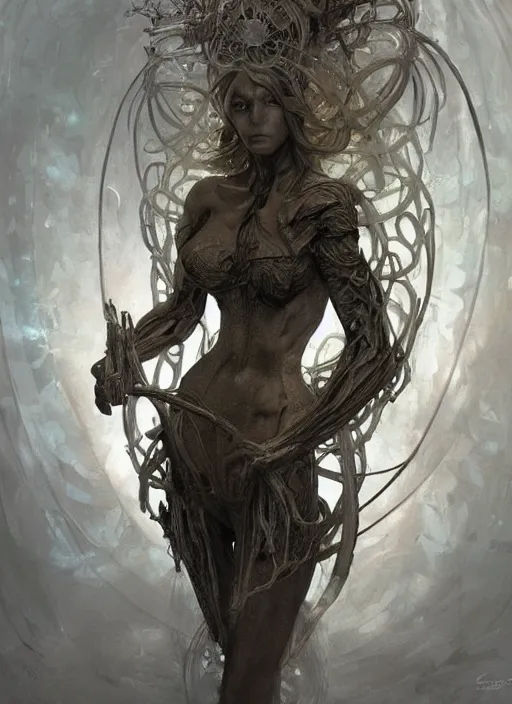 Prompt: fae defender, physically accurate, moody dynamic lighting, very very intricate, very very elegant, highly detailed, digital painting, artstation, HR GIGER, Hieronymus Bosch, Francis Bacon, concept art, smooth, very beautiful, sharp focus, illustration, art by artgerm and greg rutkowski and alphonse mucha